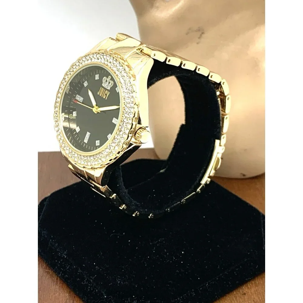 Juicy By Juicy Couture Women's Watch JC/5000 Quartz Black Gold Tone Steel 38mm